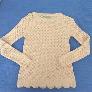 LOFT-Scalloped peach pink sweater. XS